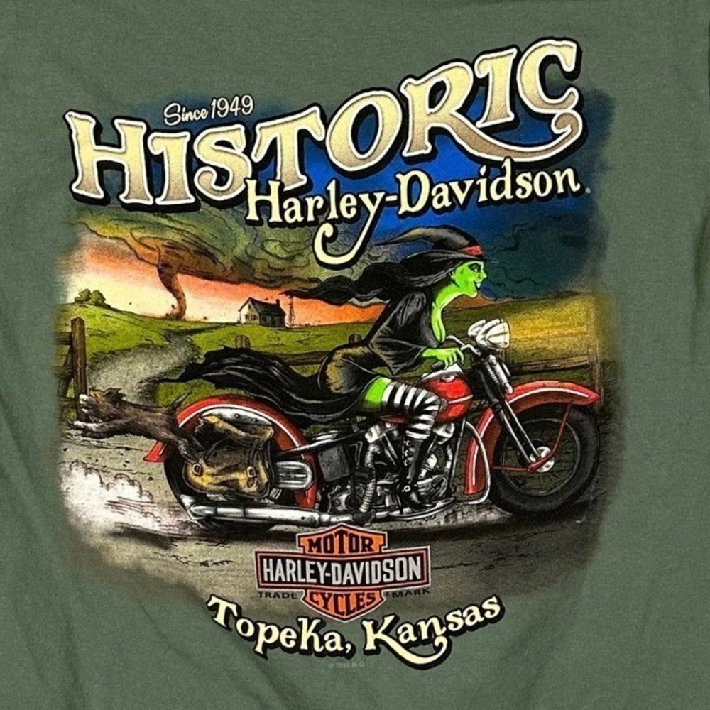 2015 Harley-Davidson‎ Topeka KS Wicked Witch T-Shirt Green Small R.K. Stratman